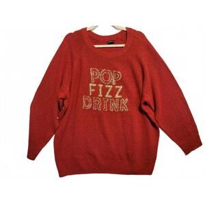 Torrid Red and Gold Pop Fizz Drink Holiday Christmas Vibe Sweater Size 3X